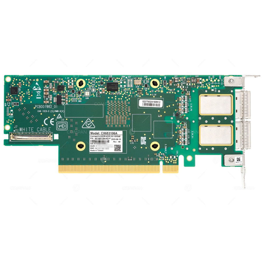 MCX653106A-ECAT LP  NVIDIA CONNECTX-6 HDR 100G DUAL PORT QSFP56 PCIE 4.0 X16 ADAPTER FOR R640 XL LOW PROFILE